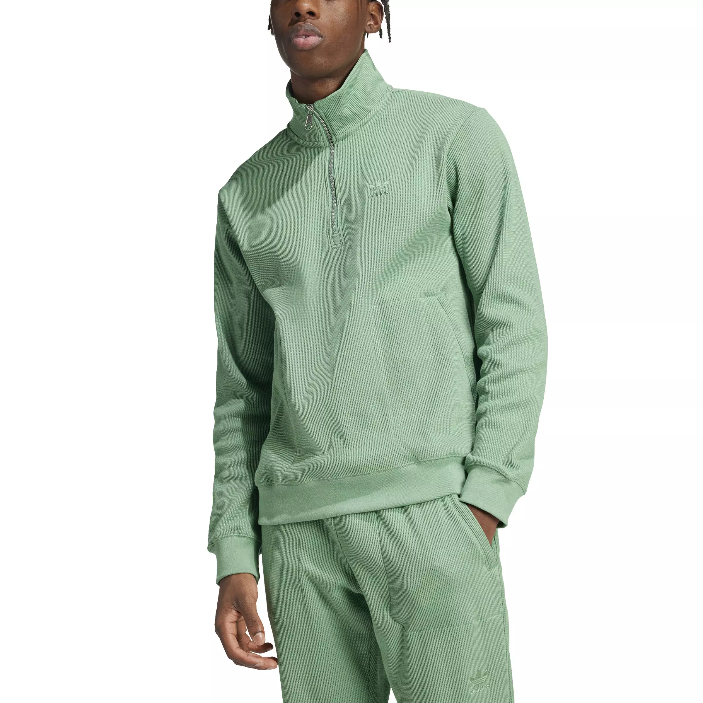 ★★Adairs★★ Trefoil Essential Waffle Half Zip Sweatshirt Adidas Original Trefoil Essentials Waffle 1/2 Zip Sweatshirt